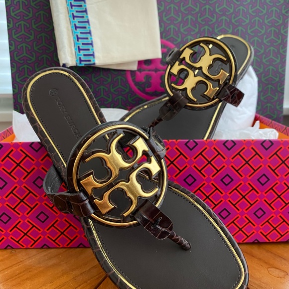 Tory Burch Miller Metal Logo Leather Sandal - Picture 6 of 9